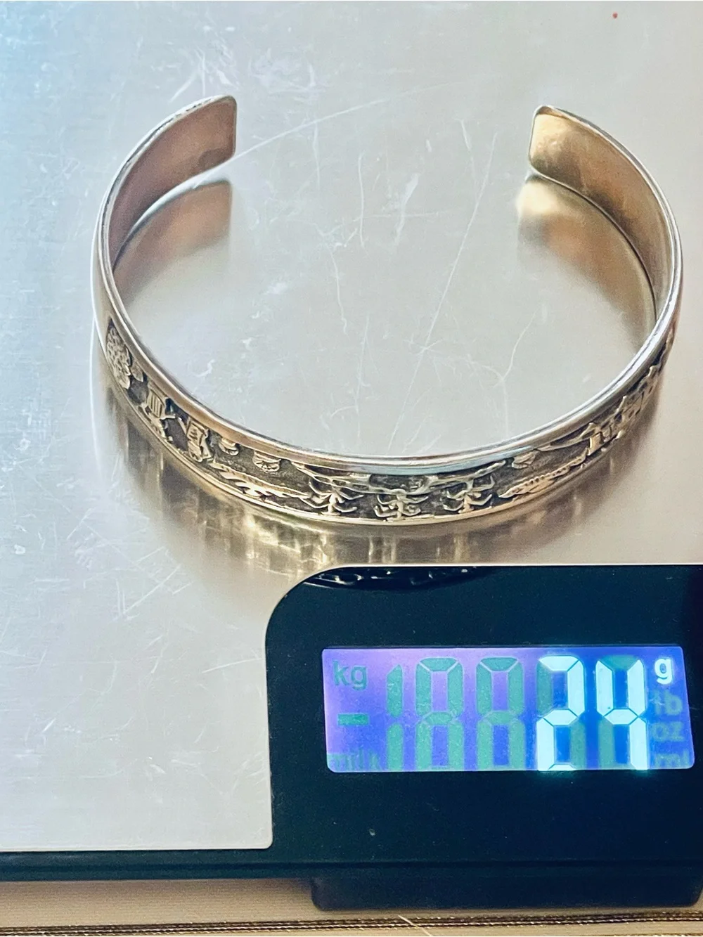 VTG NATIVE AMERICAN Navajo storyteller STERLING cuff bracelet 24 G Sz 6.75-7